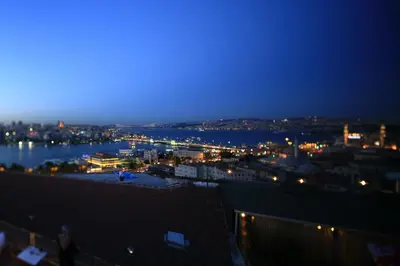 a view of a city at night at Kafkas Hotel Istanbul in Istanbul