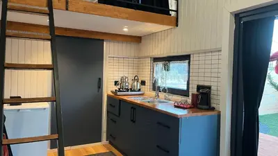 a kitchen with a sink and a counter top at Loft Black Sapanca in Sapanca