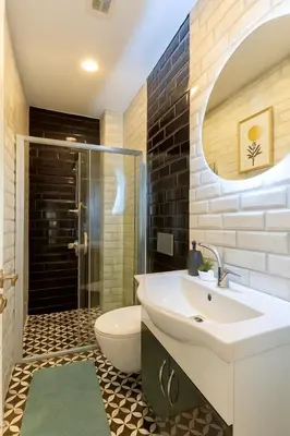 a bathroom with a sink and a toilet and a shower at Maison Istanbulite in Istanbul