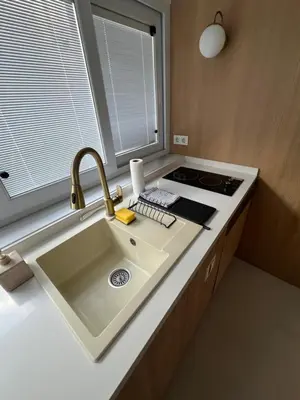 a kitchen with a sink and a stove at Lobby No23 in Istanbul