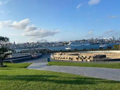 a skate park with a view of a harbor at Blue Star Apartments Old City Center in Istanbul