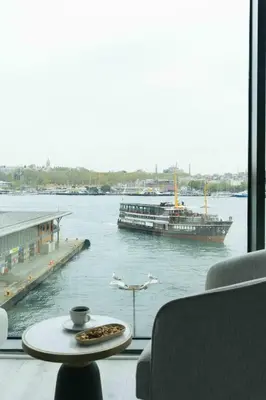 a view of a large boat in the water at DeCamondo Residence Karaköy in Istanbul