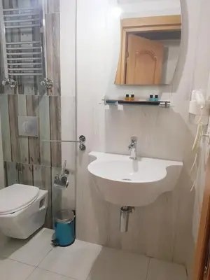 a bathroom with a sink and a toilet at ELİTE HOTEL By MK in Istanbul