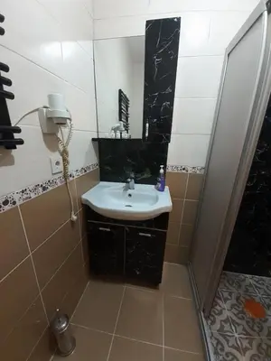 a bathroom with a sink and a mirror at Stone Home Apart in Istanbul