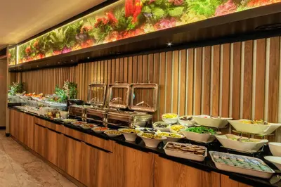 a buffet line with many different types of food at Ayramin Deluxe Hotel Taksim in Istanbul