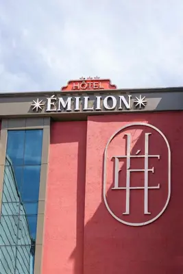 a hotel entrance sign on the side of a building at Emilion Hotel in Istanbul