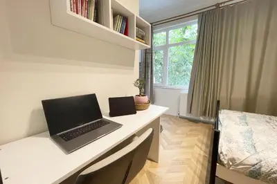 a laptop computer sitting on a desk in a room at balcony 2BR apt with 2toilet and 2bath near to nişantaşi #3 in Istanbul