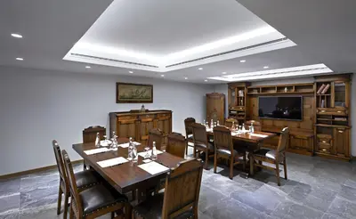 a dining room with a long table and chairs at Milport Hotel Levent Istanbul in Istanbul