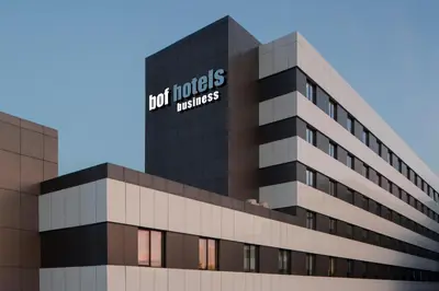 a building with the not hotels business sign on it at Bof Hotels Business in Istanbul