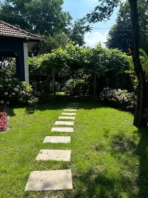 a stepping stone path in the yard of a garden at Villa Denizci in Sapanca