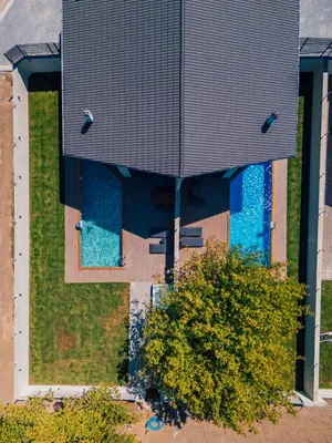 an overhead view of a house with a roof at Cevizdibi Loft Villa in Kartepe