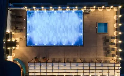 a large screen on a wall with lights at ivy Hotel Spa in Yalova