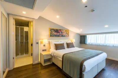 a bedroom with a large bed and a window at Molton Monapart Mecidiyekoy in Istanbul