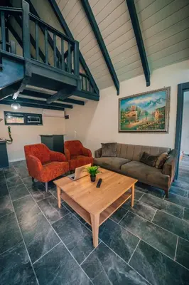a living room with two couches and a table at MoonSA Boutique Villas in Sapanca