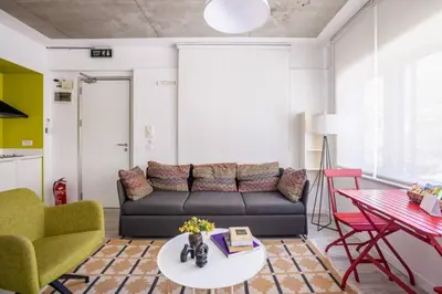 a living room with a couch and a table at Cool Charming Central 1BD1Bath Modern Home! #398 in Istanbul