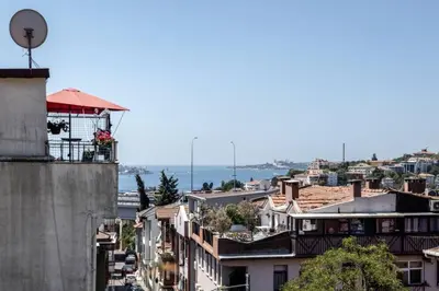 a view of a city from a building at Cozy Coastal Hideaway with Bosphorus Breeze! #399 in Istanbul