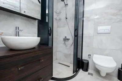 a bathroom with a sink and a shower at 3 Bedrooms and Central Location in Istanbul