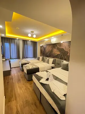 a hotel room with two beds and a couch at City Hotel İstanbul in Istanbul
