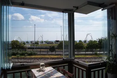 a view of a train station from a window at Galley Hotel in Istanbul