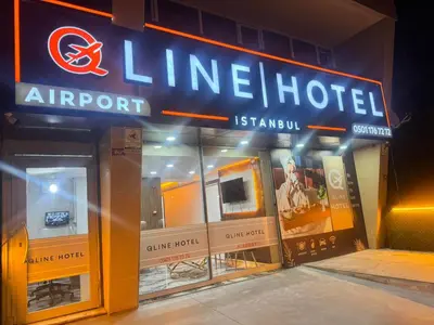 a store front with a sign for a furniture store at QLİNE HOTEL AİRPORT SaW in Istanbul