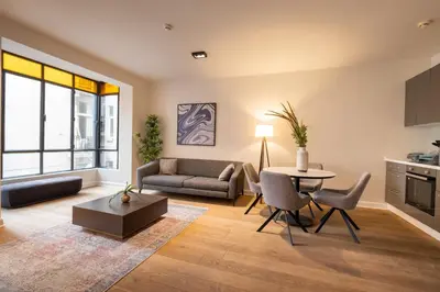 a living room with a couch and a table at Galata 21 in Istanbul