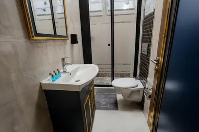a bathroom with a sink and a toilet at crown taksim hotel in Istanbul