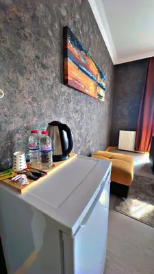 a kitchen with a counter with a coffee pot on it at 216 Blue Life in Istanbul