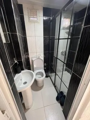 a bathroom with a toilet and a sink and a shower at Suit 4 in Bursa