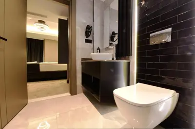 a bathroom with a toilet and a sink at Mery Hotel İstanbul in Istanbul