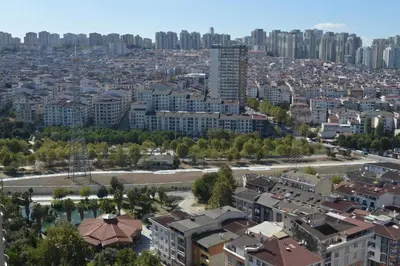 an aerial view of a city with tall buildings at King Suite SN20 in Esenyurt