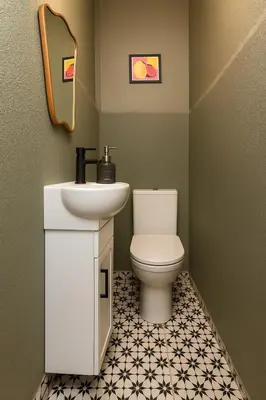 a bathroom with a toilet and a sink at Bosphorus Villa Arnavutköy 5BR for 12 Guests in Istanbul