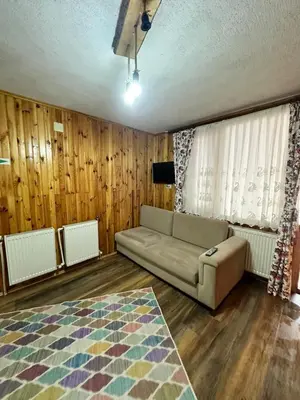 a living room with a couch and a rug at Aytepepark Turistik tesisleri