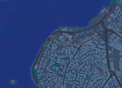 a map of a city with red dots at Boğaz Yalı Dairesi in Istanbul