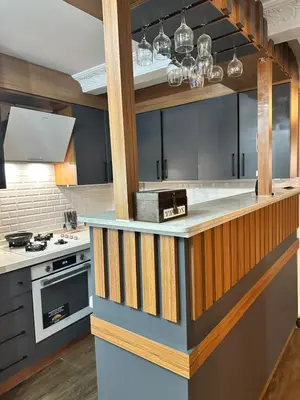 a kitchen with a counter top in a room at Hotel SPHENDON in Istanbul