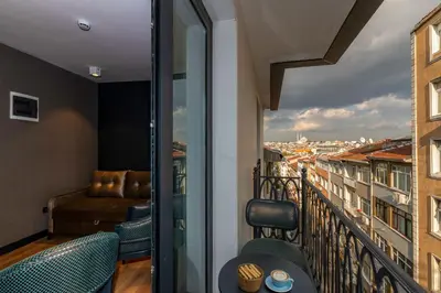 a balcony with a view of a city at QUİ Hotel&SPA in Istanbul