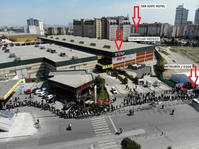 a large group of people standing outside of a building at Ser Suite Apart Hotel in Esenyurt