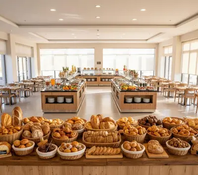 a large room filled with lots of different types of food at Yeni Yıl Apart in Bandırma