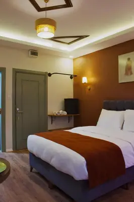 a hotel room with a large bed in a room at PeraHomes DE in Istanbul
