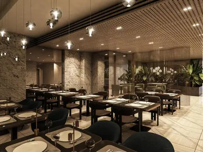 a restaurant with tables and chairs in a room at Rayelin Hotel Taksim in Istanbul