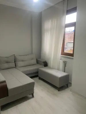 a living room with a couch and a bed and a window at historic stay istanbul in Istanbul