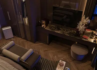a living room with a couch and a television at Trendlife Hotels Galata in Istanbul
