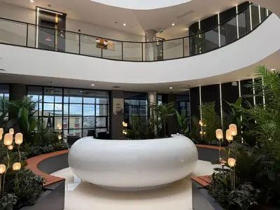 a large white tub in the middle of a building at H-mak AIRPORT OTEL in Arnavutköy