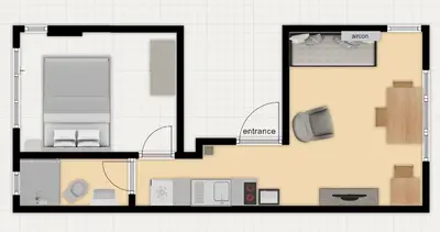 a floor plan of a small apartment with a room at La Casa25 in Istanbul
