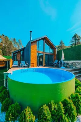 a house with a swimming pool in the yard at Sapancaacarkonaklama in Sapanca