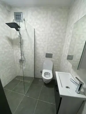 a bathroom with a shower and a toilet and a sink at Şah in Istanbul