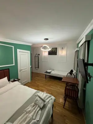 a room with a bed and a desk in it at Veva flats hotel in Istanbul