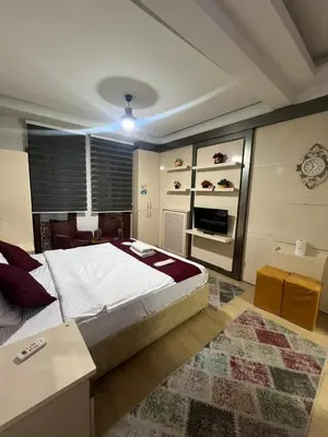 a bedroom with a large bed and a rug at Taksim Pera Premium Gold Hotel in Istanbul