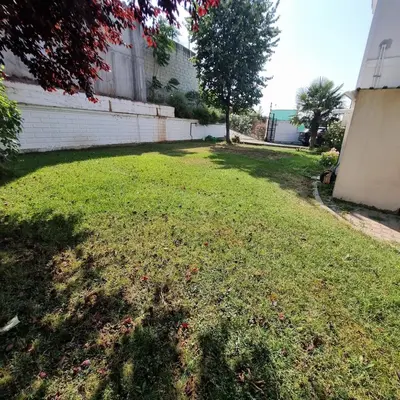 a grassy yard with a tree and a building at Luxury Family Villa with Private Pool & Slide in Gemlik