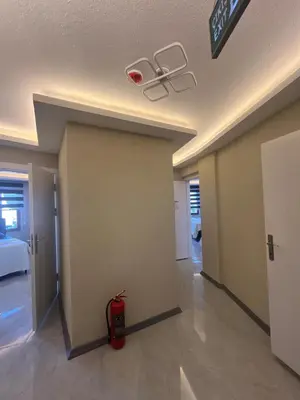 a room with a ceiling fan and a fire hydrant at rema house in Gemlik