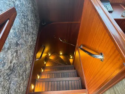 a flight of stairs in a boat with lights at Boat BOSPHORUS in Istanbul